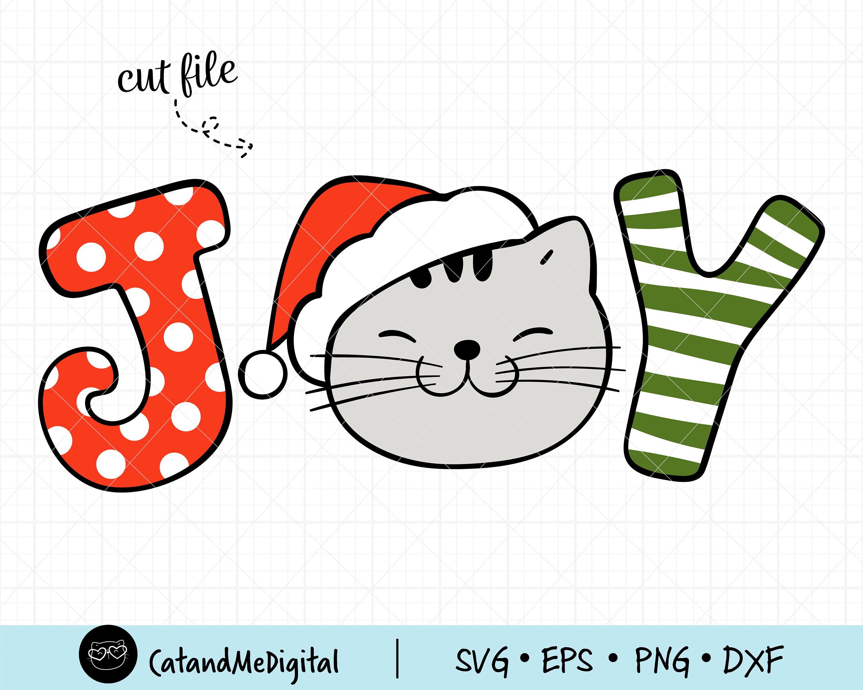 Christmas Happy Cat SVG Cut Filechristmas Joy Digitalcutting  Etsy