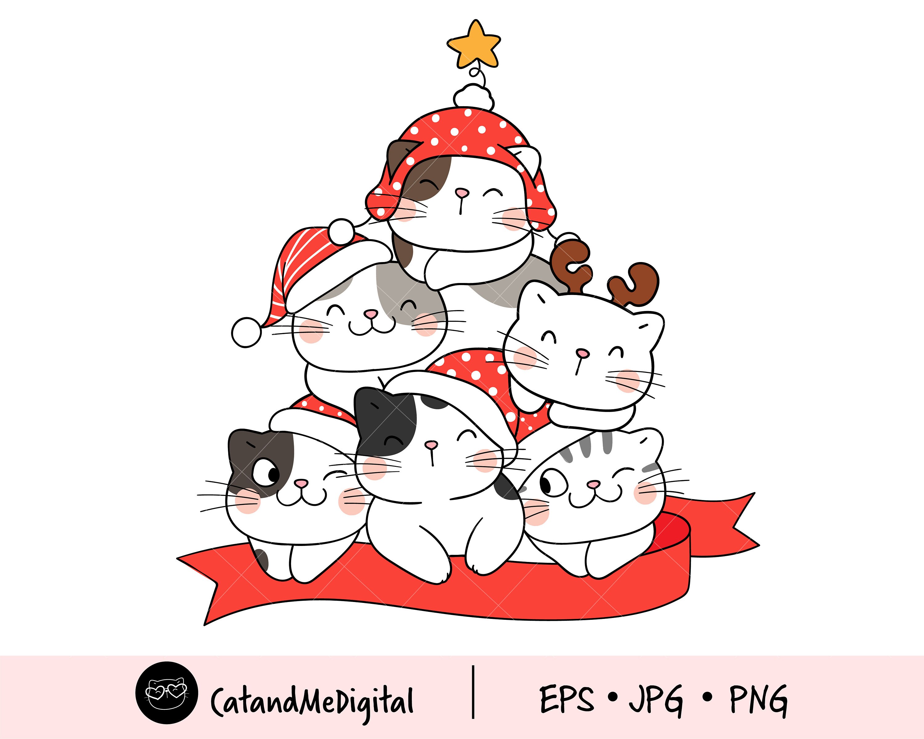holiday cat clipart cartoon