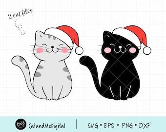 Christmas cat SVG cut file Christmas Clipart Christmas Holidays Kitten svg Cat illustration Pet svg Animal svg Lover Cats DXF PNG Clipart