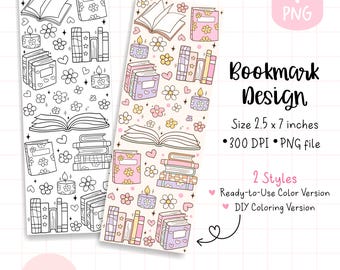 Floral bookish bookmark png Girly books bookmarks Digital printable png Aesthetic bookish file Book lover Printable bookmarks Bookmarks gift