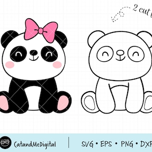 Bebé panda svg Panda niña svg Panda clipart Panda con lazo Baby shower Cumpleaños niña svg Camisa para niños svg Regalo de cumpleaños Camisa de fiesta de cumpleaños