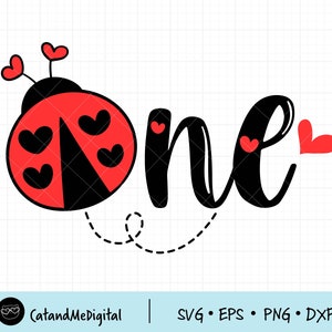 Ladybug One Svg Aniversário da joaninha svg Menina joaninha svg 1º aniversário svg Camiseta Camisa infantil svg Aniversário de meninas svg Clipart de aniversário