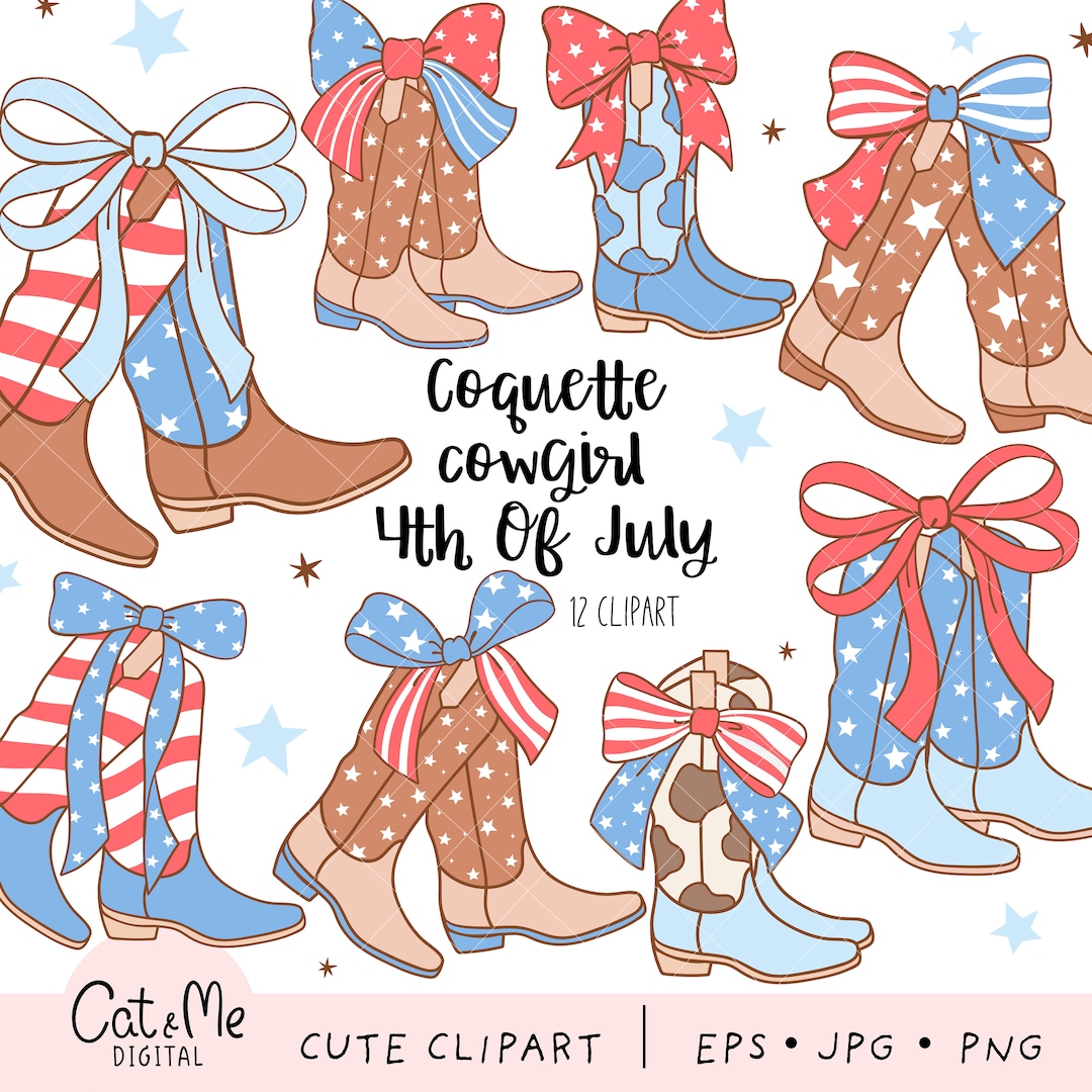 Coquette Cowgirl 4th of July Clipart Coquette Cowgirl Boots Png Cherry ...