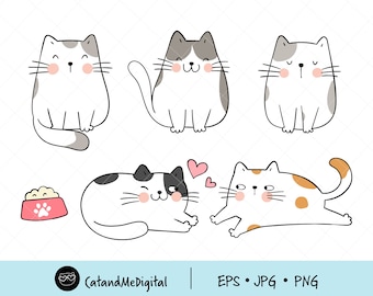 Draw Cat clip art Funny Cats Cat digital printable Cat digital art Cat illustration Cat digital download Cute art PNG JPG EPS
