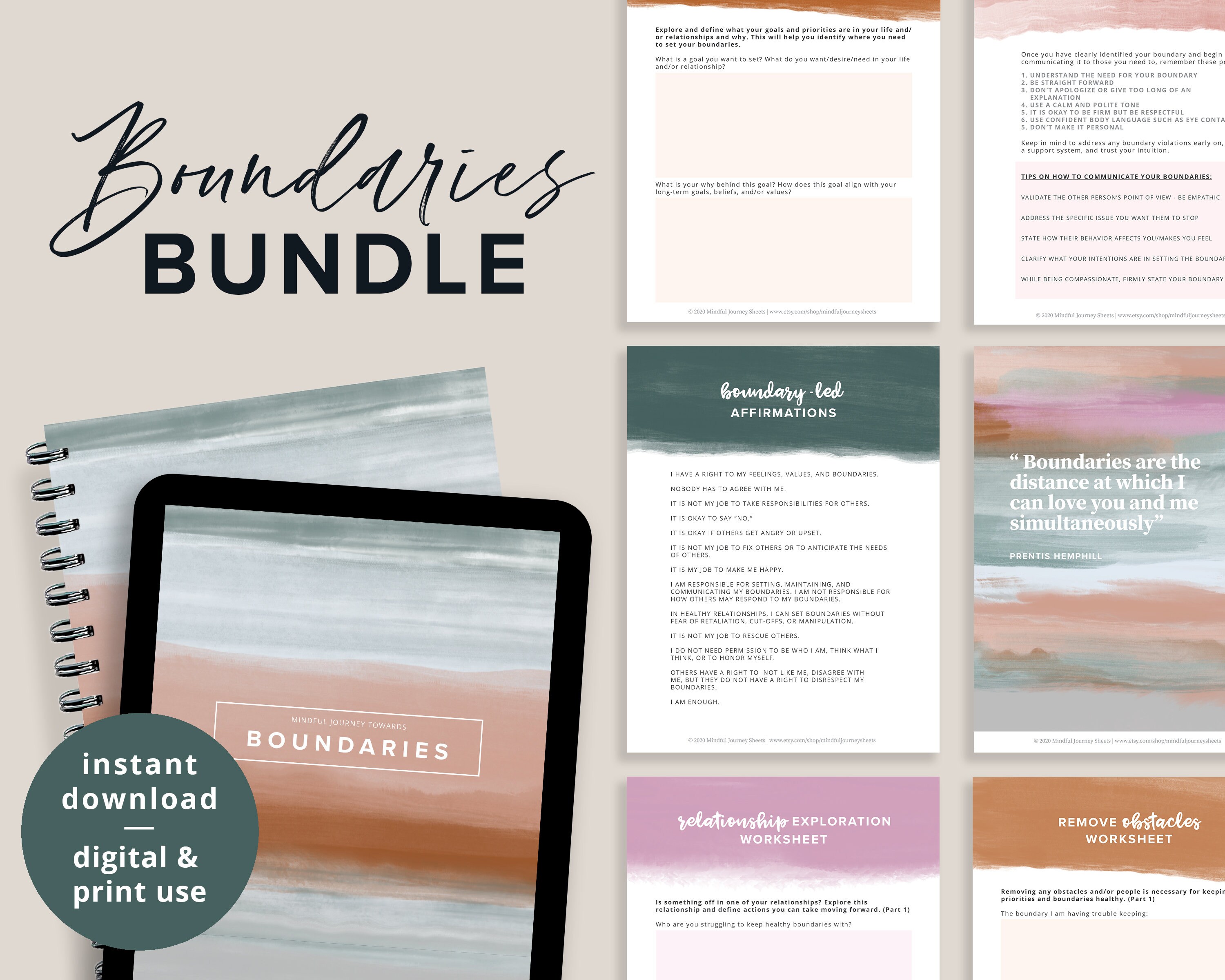 setting boundaries workbook instant download printable etsy