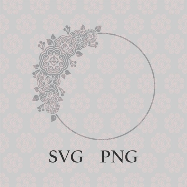 Hmong Inspired Circle Frame SVG PNG - CF1