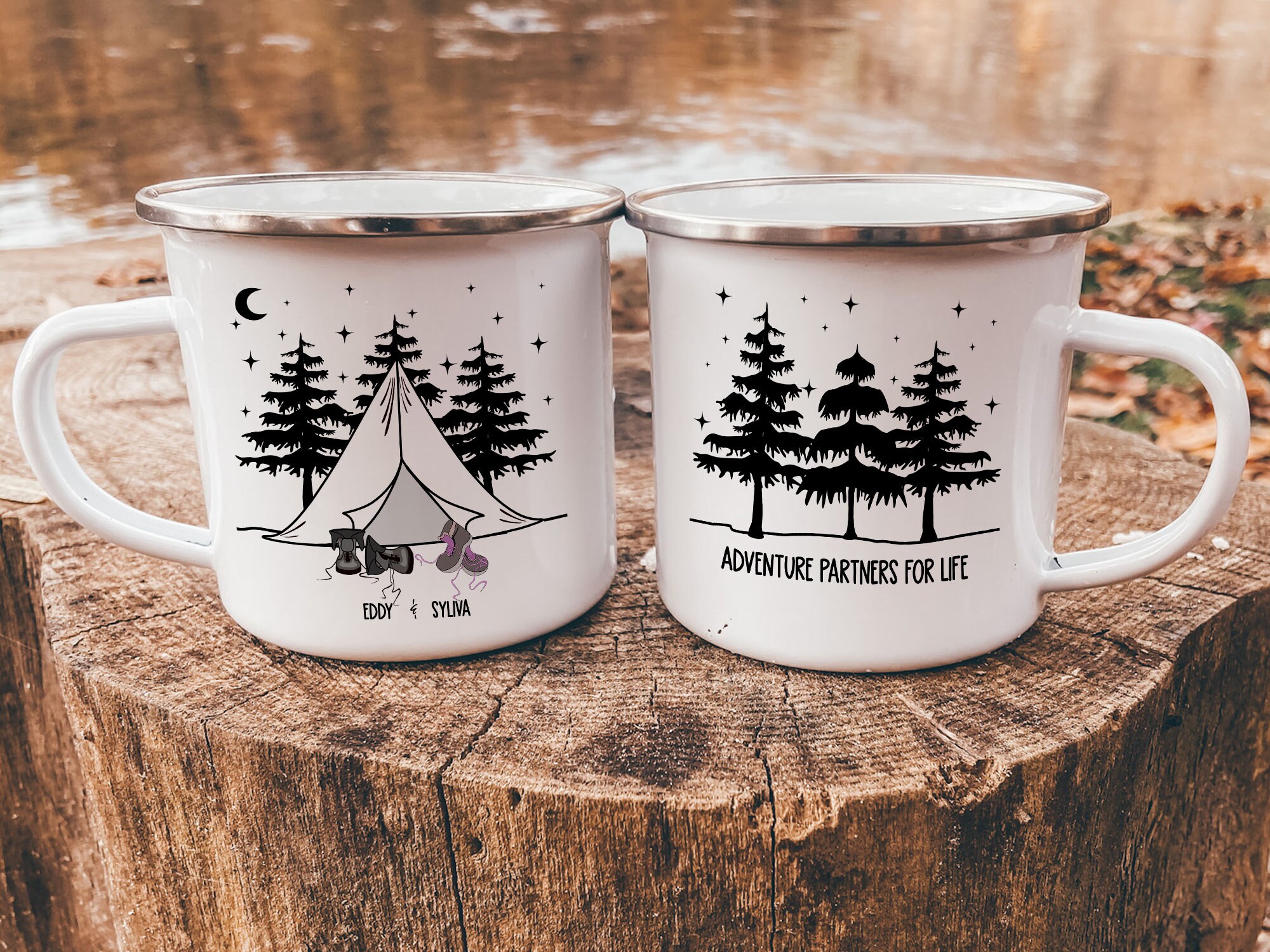 Personalized Gift Campfire Mug Engagement Gift Hiking Mug Etsy