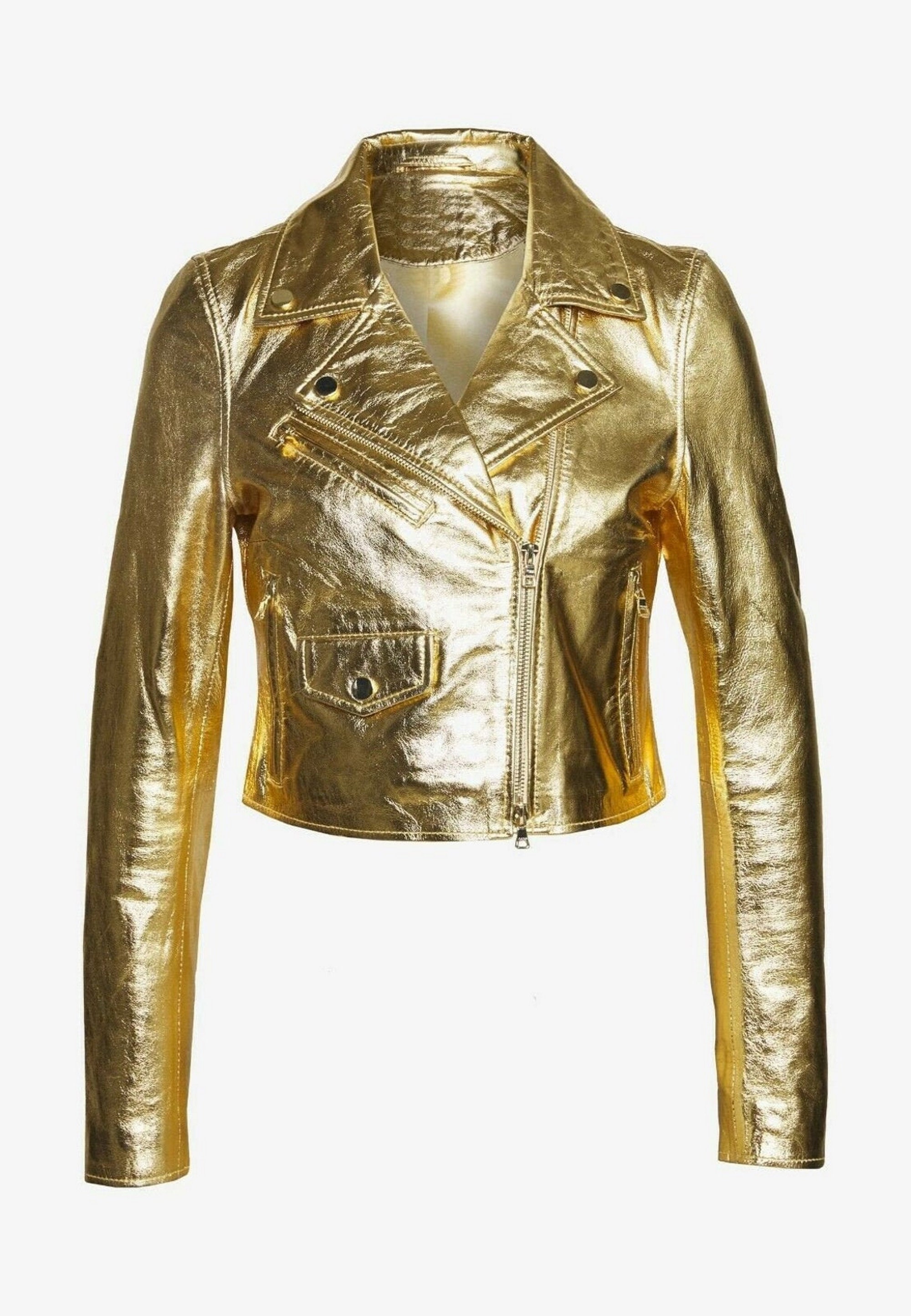 Women Genuine Lambskin Biker Metallic Silver Gold Leather - Etsy