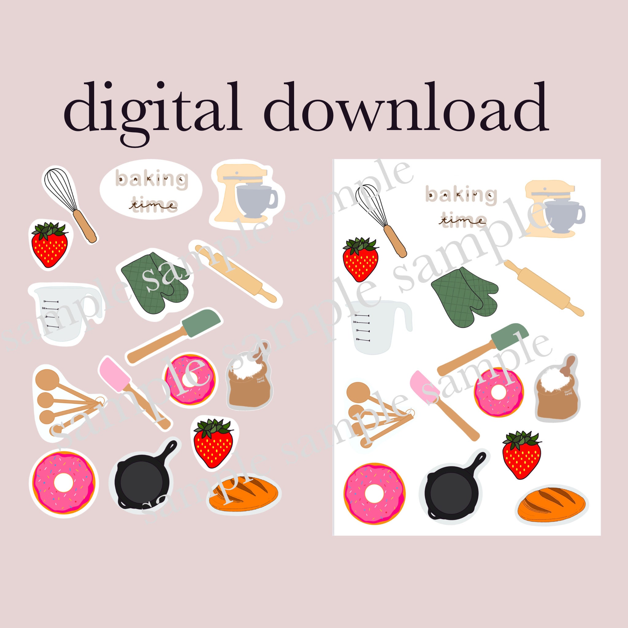 Baking Sticker Sheet INSTANT DOWNLOAD Digital Copy ONLY Etsy