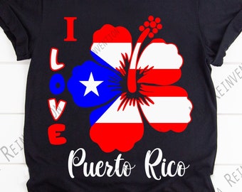 Puerto Rico Flag Hibiscus SVG PNG STUDIO3: I Love PR Digital Image