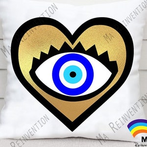 Turkish Evil Eye Heart: Protection Symbol SVG PNG Studio3 (Digital Download)