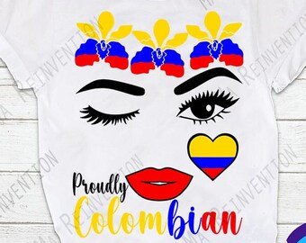 Colombian Woman Face SVG PNG STUDIO3: National Flower & Flag (Digital Image)