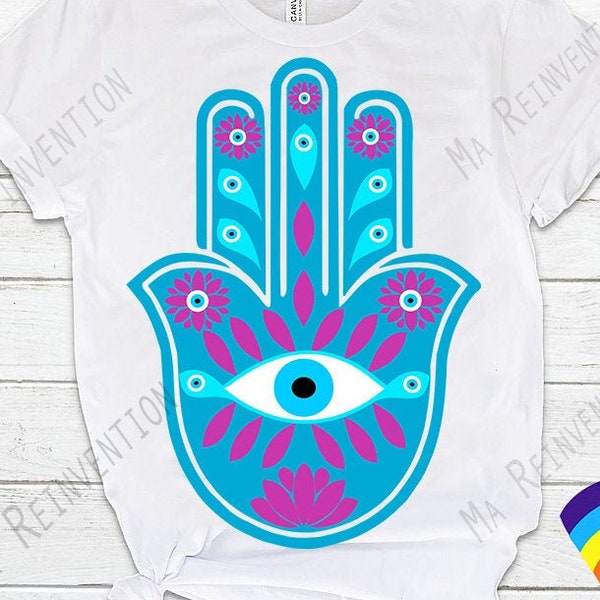 Digital Image .svg, .studio3 and .png of Fatima Hand, Hamsa, Jamsa, Amulet, Protection Symbol, Turkish Eye. Fatima Hand to cut or print.