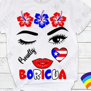 Proudly Boricua Woman SVG PNG STUDIO3: Puerto Rico Flag Face (Digital Files)