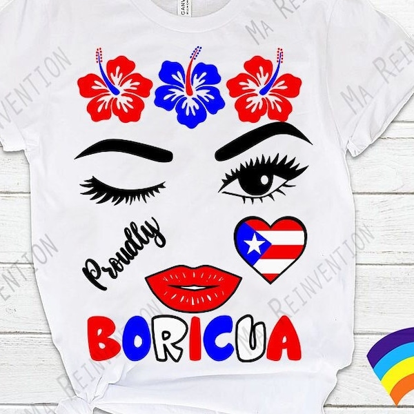 Stolz Boricua Frau SVG PNG STUDIO3:Puerto Rico Flaggengesicht (Digitale Dateien)