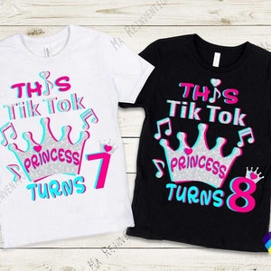 Pack of images .svg, .studio3 and .png of Tik Tok Princess Birthday (1 image with words, musical notes and Crown and 10 images of numbers)