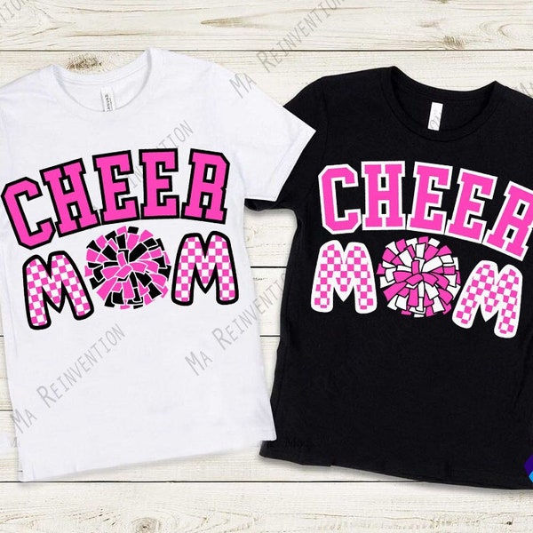 Digital Image svg, png and studio3 of Cheer Mom with pon pon and letters with grid, Cheerleader Mom, proud cheer mom to cut or print