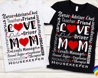 Digital Image png, svg en studio3 van Love Mom, moeder werkt, moederrollen voor snijden en printer