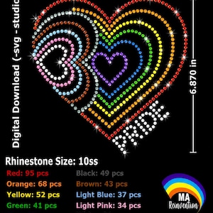 Drapeau de la fierté progresse avec strass, coeur : image numérique LGBTQ (SVG, PNG, Studio3)
