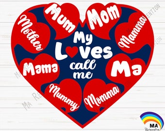 Digitaal beeld .png, .svg en .studio3 van Heart My Loves Bel me, moeder, mama, moeder, mama, ma, mama