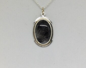Tourmalated Quartz Scrying Disc Necklace