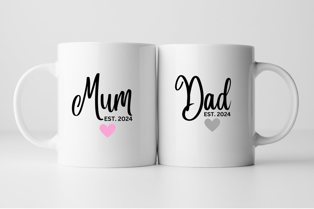 Mum Dad 2024 Ceramic Mug Gift Set Set of 2/ New Parents Etsy