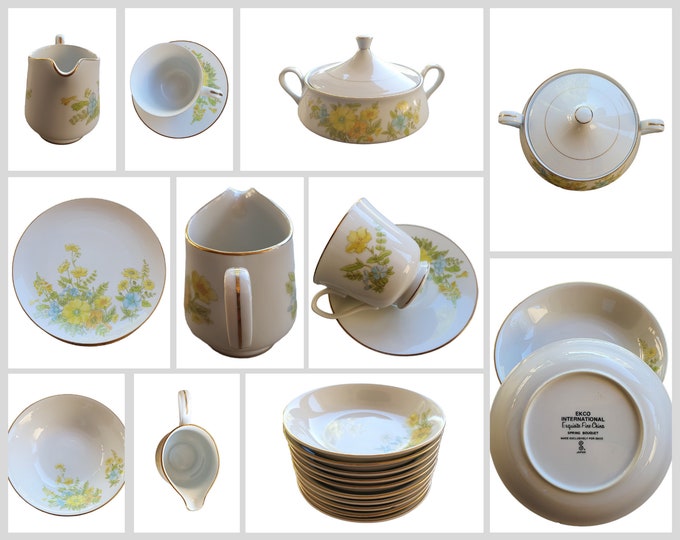 Vintage Ekco International Exquisite Fine China Spring Bouquet 33 Piece Set Etsy