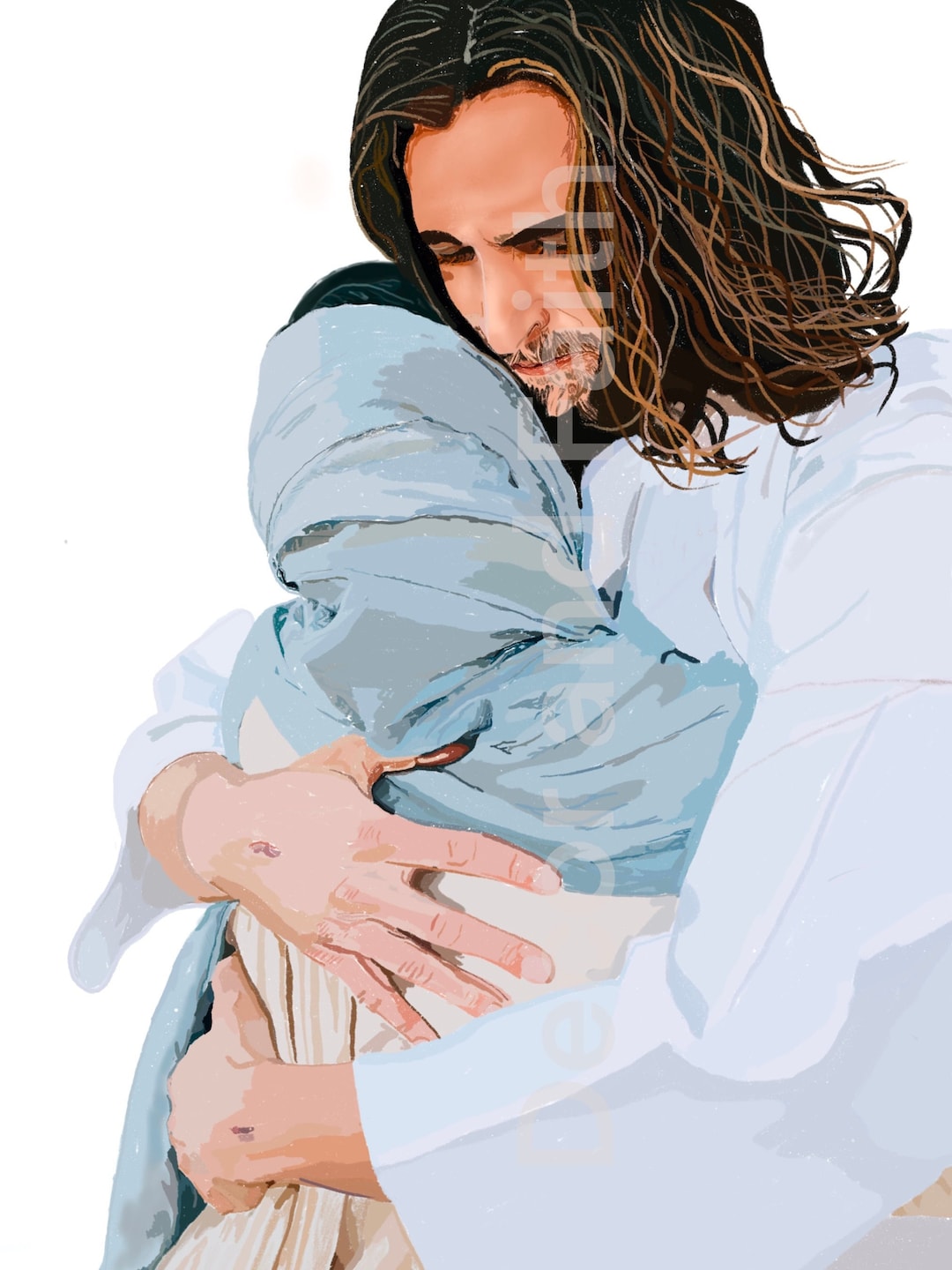 Jesus Painting, Jesus Portrait, Jesus Picture, Jesus Embracing Woman, Girl Hugging Christ, Jesus