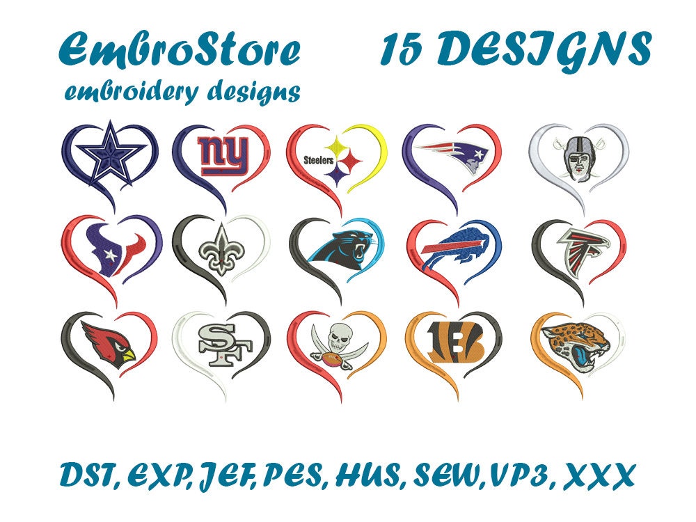 Nfl Embroidery Designs Embroidery Bundle 15 Designs In The Etsy