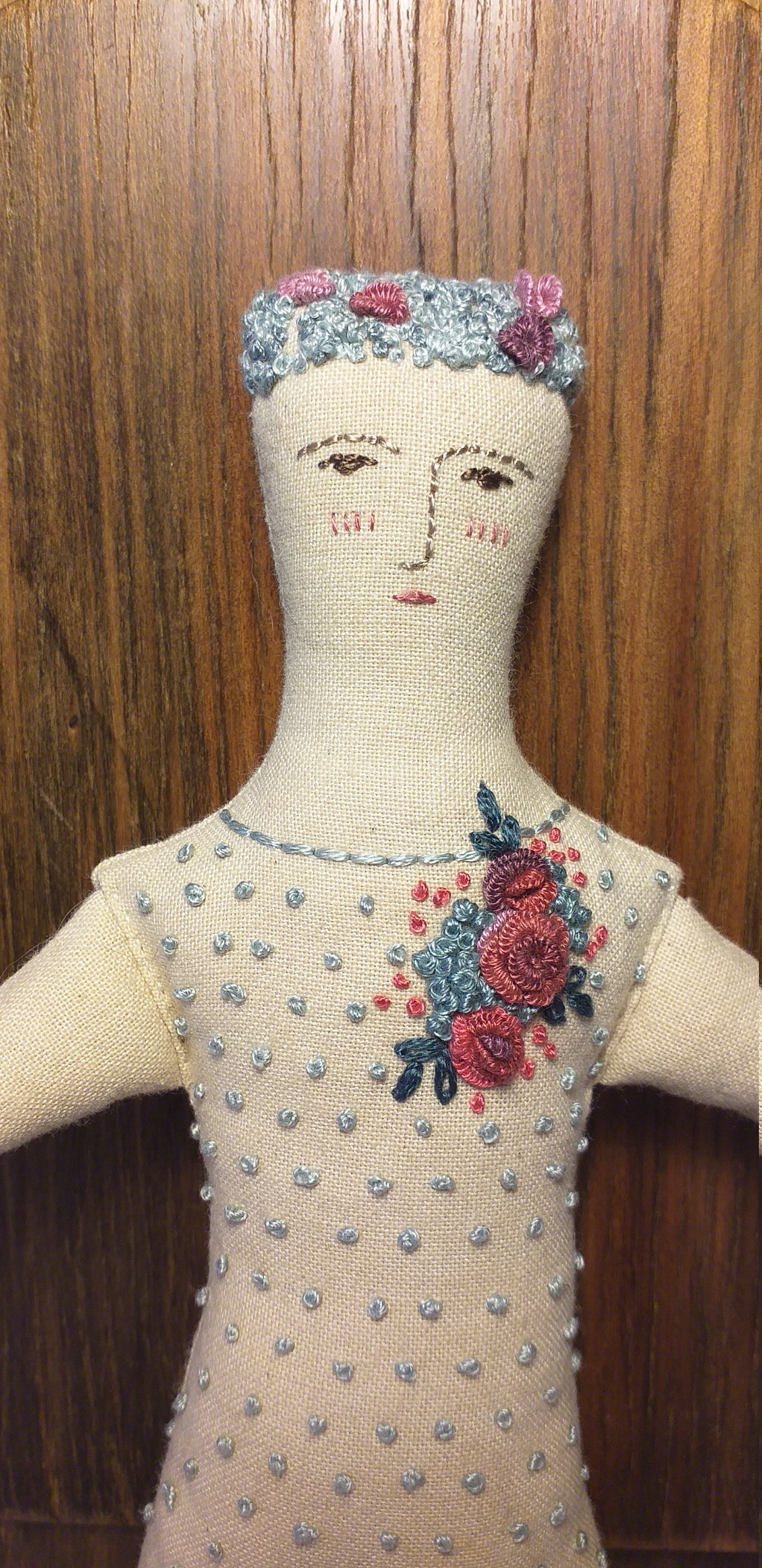 Handmade embroidered cloth doll. Etsy