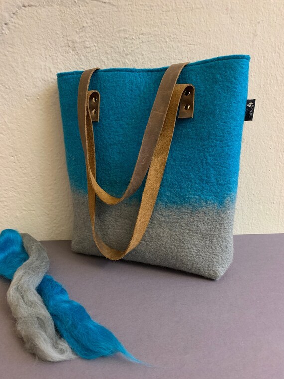 filz shopper mit lederhenkel