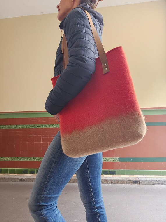 filz shopper mit lederhenkel