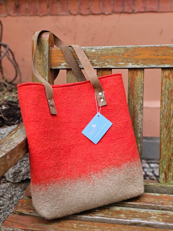 filz shopper mit lederhenkel