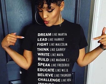 Dream Like Martin Shirt , Dream Like Martin Women&#39;s Shirt , Black Owned Shops Tshirts , Black People , Write Like Maya , Fight Like Malcom