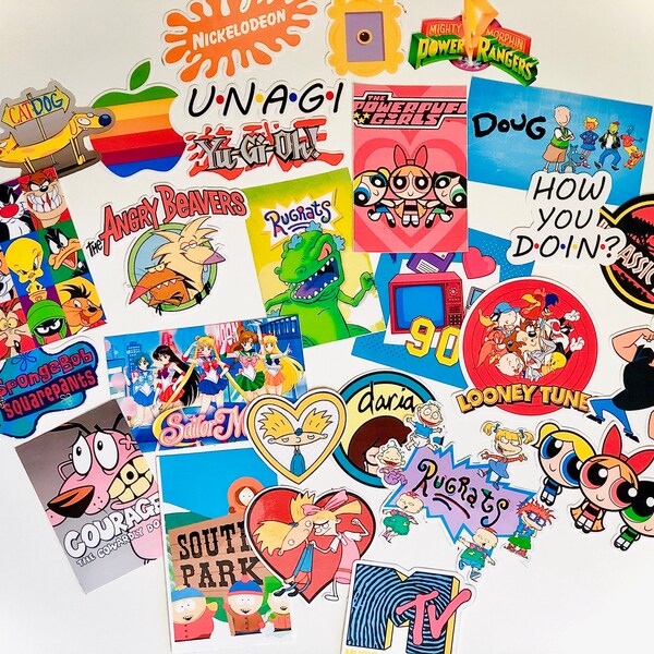 90's Vibes Sticker Pack! 27Pc. Set! - 90's Stickers - Nickelodeon Stickers - Laptop Stickers - Hydroflask Stickers - Waterproof Vinyl