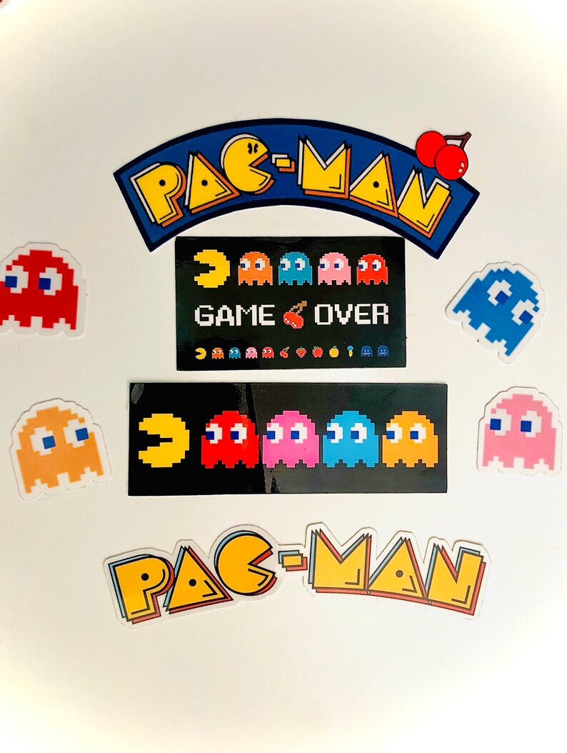 Pac Man Game 8 pc. Sticker set Video Game Stickers Arcade | Etsy