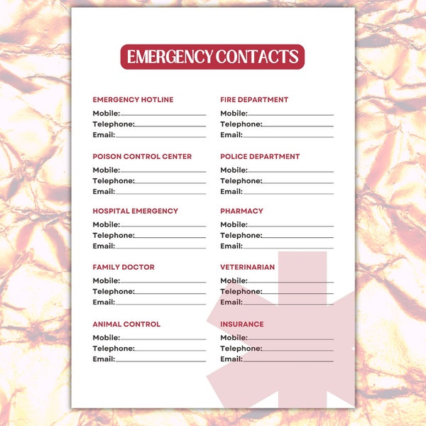 Emergency Contact Etsy