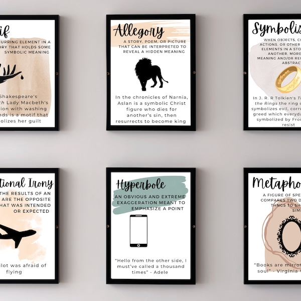 Literary Devices Classroom Posters Neutral Colors