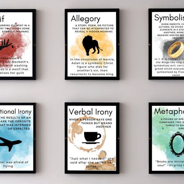 Literary Devices Classroom Posters Colorful/Rainbow