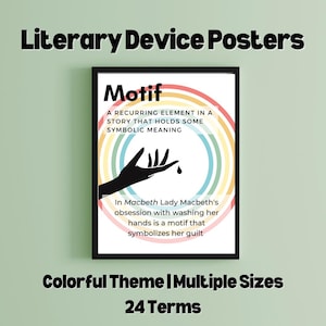 Colorful Lines Literary Devices Posters for Classroom – Printable ELA Anchor Charts for Middle & High School English Decor