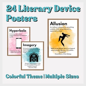 Colorful Literary Devices Posters for Classroom – Printable ELA Anchor Charts for Middle & High School English Decor
