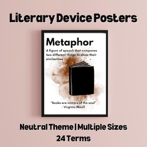 Neutral Brown/Beige Literary Devices Posters for Classroom – Printable ELA Anchor Charts for Middle & High School English Decor