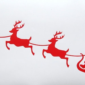 Santa Sleigh Reindeers,Christmas Viny Decal Sticker