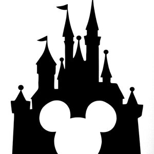 ミッキーマウスキャッスルビニールデカールステッカー、車、ノートパソコン、窓