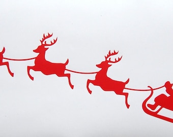Santa Sleigh Reindeers,Christmas Viny Decal Sticker