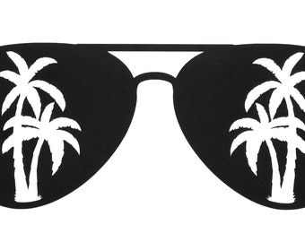 Sunglasses Palm Trees Vinyl Decal Sticker for car,truck,window,laptop,etc.