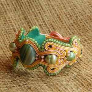 Soutache Bracelet With Agate,Light Green Bracelet,Summer Bracelet,Special Gift For Woman image 4