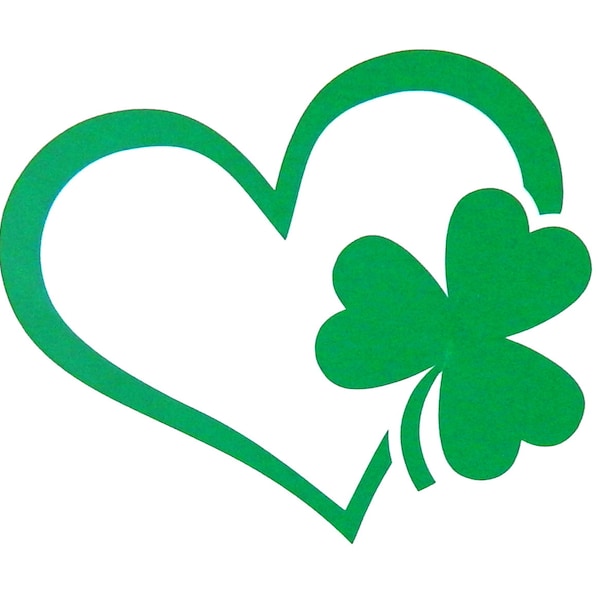 Heart & Shamrock,St.Patrick's Day Vinyl Decal Sticker for window,car,truck,laptop,etc.