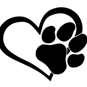 Dog Paw Print Heart Vinyl Decal Sticker for window,car,truck,van,laptop,etc.