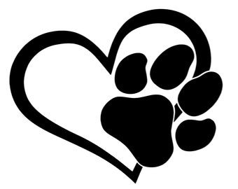 Dog Paw Print Heart Vinyl Decal Sticker for window,car,truck,van,laptop,etc.